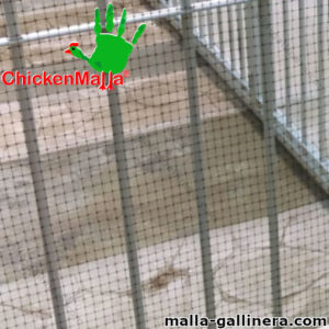 Malla gallinera chickenmalla instalada en portón de hierro